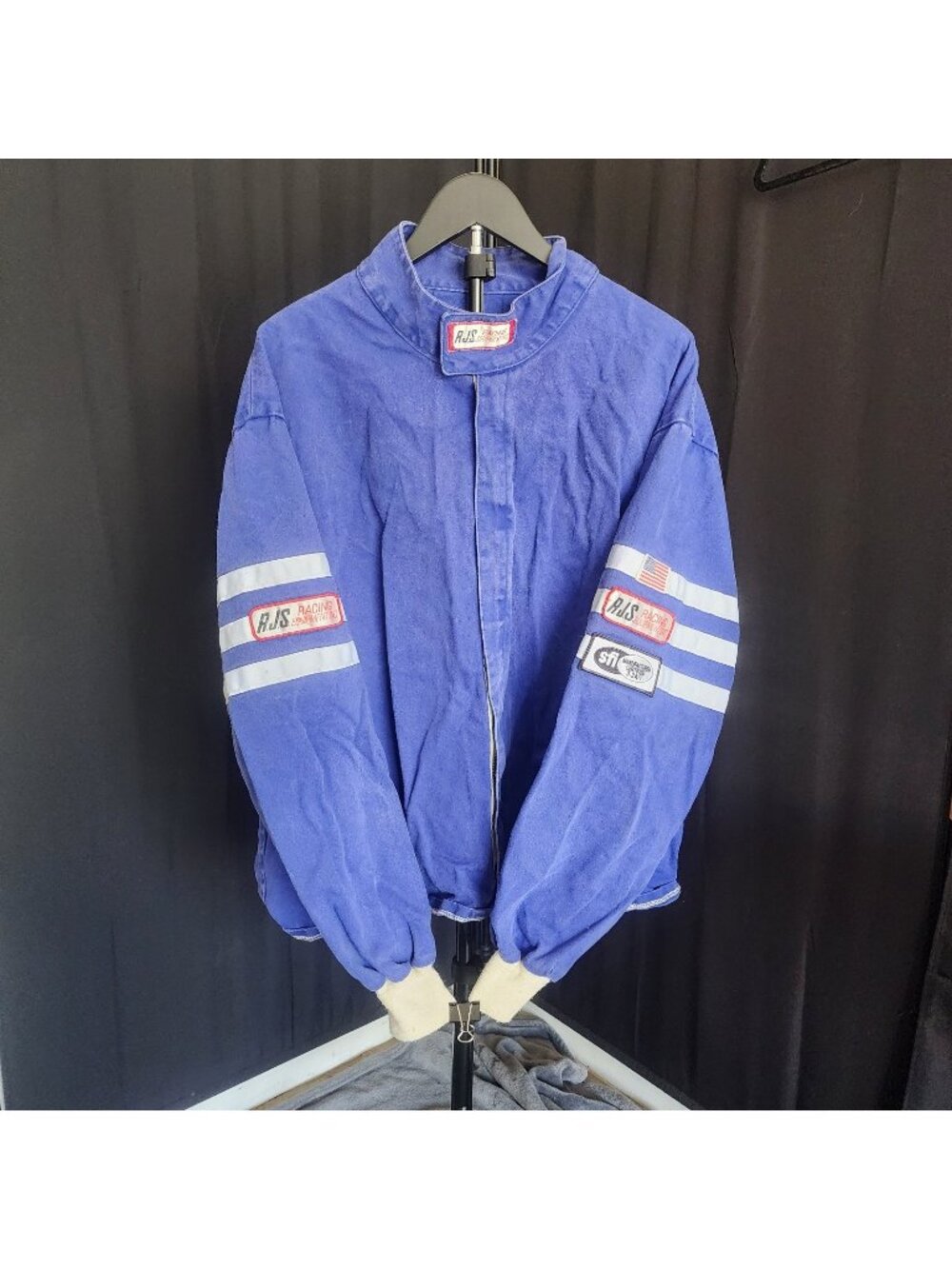 Vintage RJS Racing Fire Jacket Blue  White Arm Stripes SFI Approved Proban/Banox